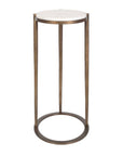 Mercier - Round Marble Accent Table - Brass / White