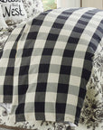 Camille - Queen Buffalo Check Comforter Set Set of 3 - Black / Natural
