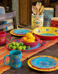 Bonita - Talavera Design Melamine Set Set of 14 , 2 Per Carton - Yellow / Blue