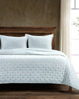 Stella - Twin Faux Silk Velvet Pintuck Quilt - Icy Blue