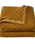 Stella - Full/Queen Faux Silk Velvet Pintuck Quilt - Saffron