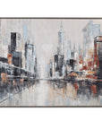 City Scape Framed Canvas - Dark Gray / Gray