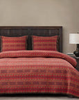 Rushmore - Full/Queen Reversible Quilt Set Set of 3 - Red / Brown