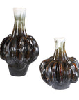 Umbrian - Gourd Vases (Set of 2) - White & Brown