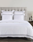 Border Embroidery - King Duvet Cover Set Set of 3 - White / Black