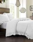 Lily - Queen Washed Linen Comforter Set Set of 3 - White