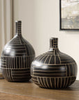 Graphite - Stride Geometric Vases (Set of 2) - Black