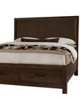 Lodge & Loft - Upholstered Storage Bed - Dark Oak / Sedona Brown
