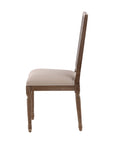 Linen & Oak - Caned Back Side Chair - Dark Brown / Beige