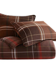 Jackson - King Plaid Duvet Cover Set Set of 3 - Brown / Red