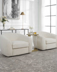 Capra - Art Deco White Swivel Chair