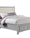 Bonanza - Pebble Gray Upholstered Bed With Storage Footboard