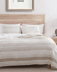 Mystic Stripe - King Cotton Gauze Quilt Set (Set of 3) - Taupe