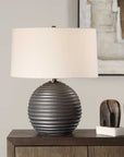 Chelsom - Ribbed Table Lamp - Gray