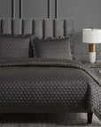 High Shine Satin - King Quatrefoil Quilt - Espresso