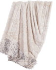Snow Leopard - Faux Mink & Snow Leopard Oversized Throw Blanket - White