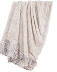 Snow Leopard - Faux Mink & Snow Leopard Oversized Throw Blanket - White
