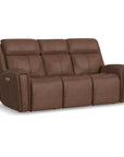 Warren - Power Reclining Sofa With Console, Power Headrest & Lumbar - Dark Brown