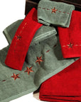 Rustic Star - Embroidered Star Towel Set Set of 3 , 2 Per Carton - Turquoise