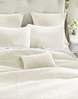 Stonewashed Cotton Velvet - King Quilt Set Set of 3 - Vintage White