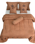 Rustic Star - Full Luxury Star Comforter Set Set of 7 - Tan
