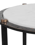 Wren - Round Marble Accent Table - Bronze / White