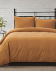 Cotton Canvas - Twin Stonewashed Duvet Cover Set Set of 2 - Terracotta