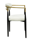 Jenson - White Dining Chair - Semi-Gloss Black /Brushed Gold / Ivory Boucle