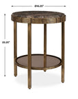 Cusano - Round Dark Marble Accent Table - Brass / Brown