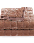 Stella - Full/Queen Faux Silk Velvet Double Box Stitch Quilt Set Set of 3 - Dusty Rose