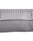 Genuine Leather - Geometric Studded Throw Pillow - Gray