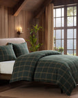 Windowpane - King Plaid Comforter Set Set of 3 - Hunter Green
