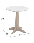 Horizons - End Table - White Oak / White Marble