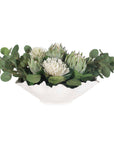 Protea Blooms - Bowl Centerpiece - Green / White