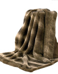 Wolf Fur - Faux Wolf Fur Oversized Throw Blanket - Brown