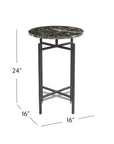 Wren - Accent Table - Matte Black Iron / Black Italian Marble
