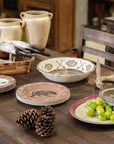Aztec Bear - Melamine Dinnerware Set Set of 14 , 2 Per Carton - Brown / Red