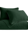 Stonewashed Cotton Velvet - Full/Queen Quilt Set Set of 3 - Emerald