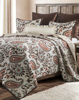 Rebecca - Twin Paisley Reversible Quilt Set Set of 2 - Turquoise / Brown