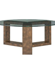 Ignis - Round Glass Coffee Table - Brown / Woodtone