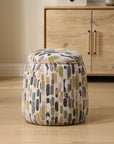 Arem - Upholstered Multi-Color Ottoman - Gray / Pink / White / Yellow