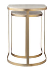 Lindon - Travertine Nesting Tables Set - Gold / White