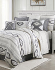 Free Spirit - King Comforter Set Set of 4 - Gray / White