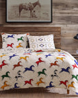Wild Horses - Twin Reversible Quilt Set Set of 2 - Multi Color