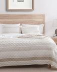 Mystic Stripe - Full/Queen Cotton Gauze Quilt Set Set of 3 - Taupe