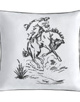 Ranch Life - Indoor/Outdoor Pillow Bronc Rider, 2 Per Carton - White / Black