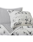 Ranch Life - King Western Toile Reversible Quilt Set Set of 3 - Black