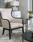 Sandy - Wing Back Armchair - Beige & Dark Brown