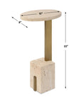 Feranno - Travertine Accent Table - Brass