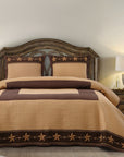 Rustic Star - Twin Star Ranch Reversible Quilt Set Set of 2 - Brown / Tan